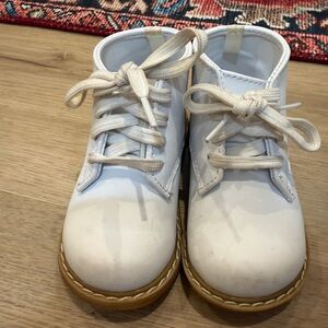 Baby Deer White Lace-Up Walker Shoes